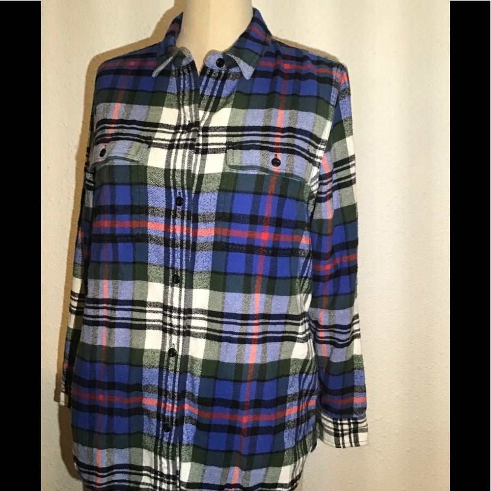 Madewell ex boyfriend plaid flannel shirt size medium